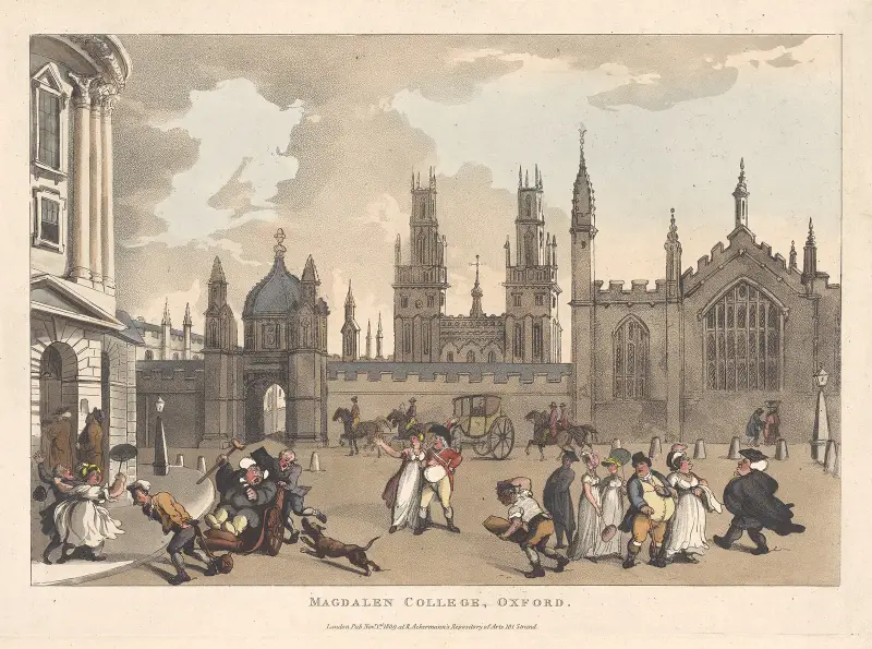 Magdalen College, Oxford av Thomas Rowlandson