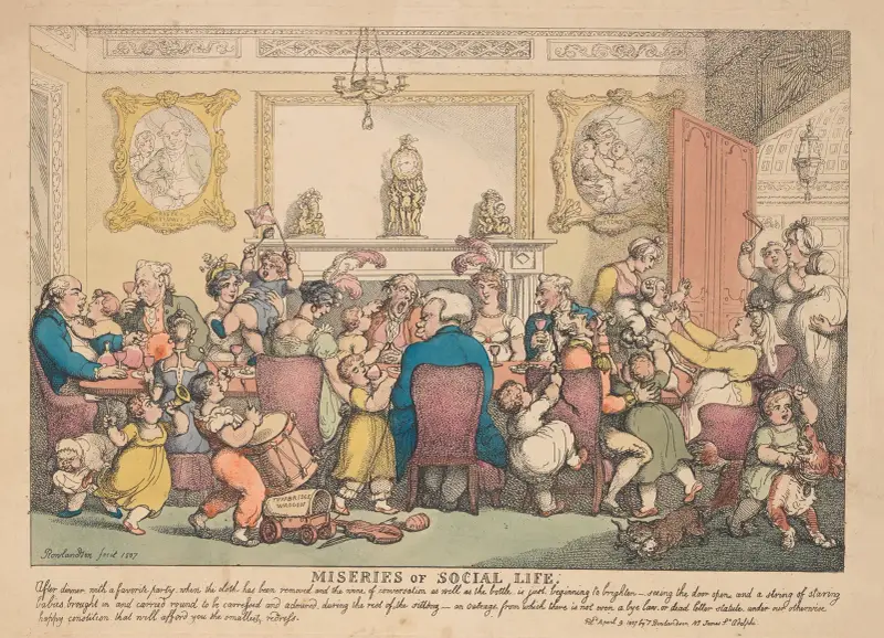 Människolivets elände; Efter middagen med ett kärt sällskap. . . . av Thomas Rowlandson