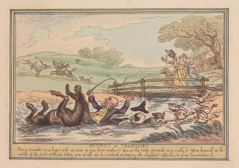 Resans elände; uppsutten på ett djur . . . . av Thomas Rowlandson