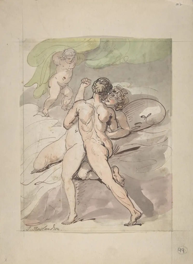 Naket par i omfamning av Thomas Rowlandson