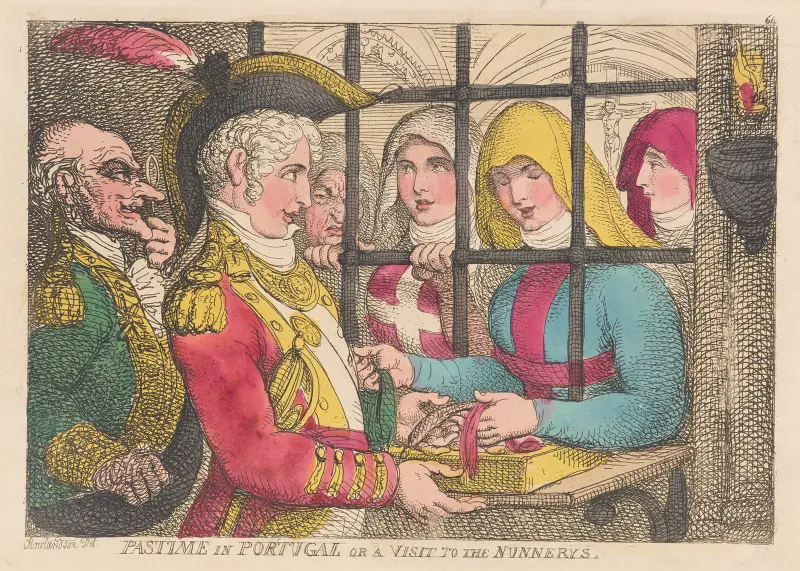 Tidsfördriv i Portugal eller ett besök i nunneklostren av Thomas Rowlandson