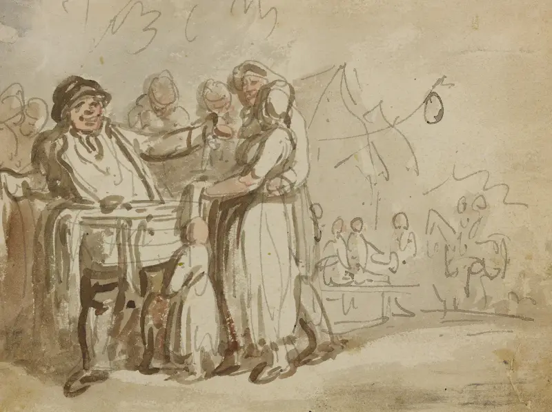 Knalle på marknad av Thomas Rowlandson