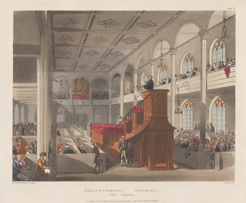 Philanthropic Society, The Chapel av Thomas Rowlandson