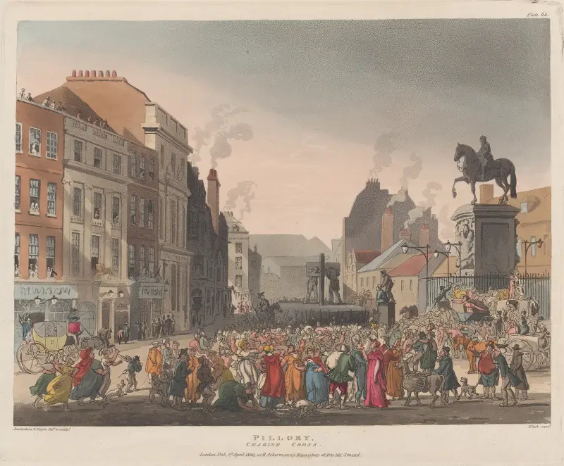 Pillory, Charing Cross av Thomas Rowlandson