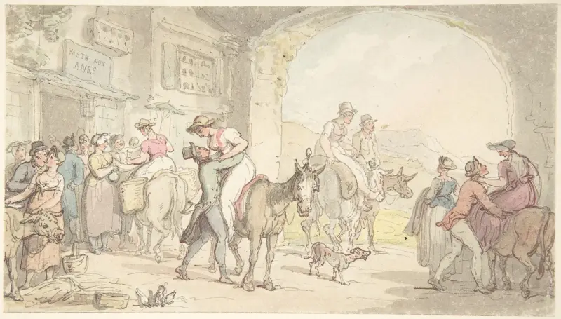 Vergnügen einer Poste aux Anes, aus Sentimental Travels von Thomas Rowlandson