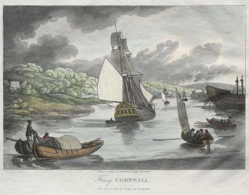 Rowlandsons skisser från naturen; Fowey, Cornwall av Thomas Rowlandson