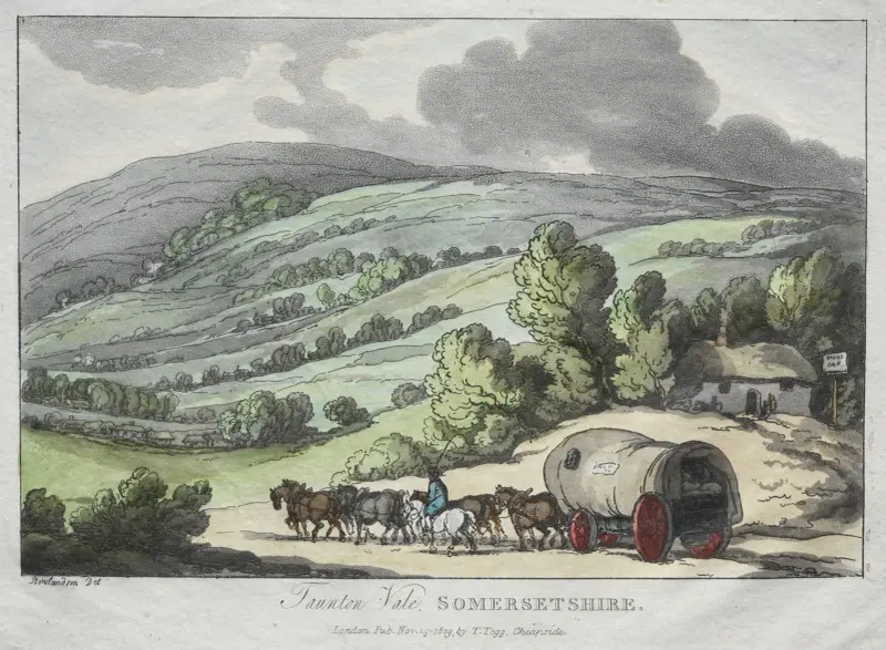 Rowlandsons skisser från naturen; Taunton Vale, Somersetshire av Thomas Rowlandson