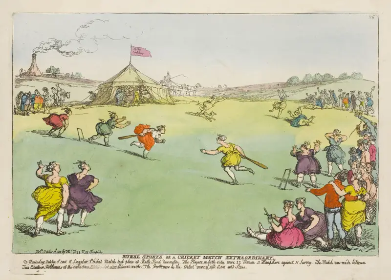 Lantlig sport eller en märklig cricketmatch av Thomas Rowlandson