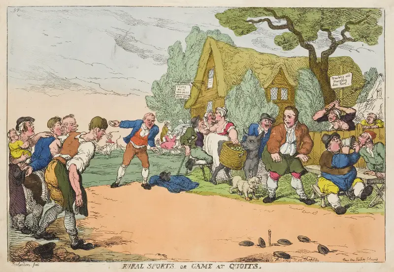 Ländliches Vergnügen oder Spiel beim Quoits von Thomas Rowlandson
