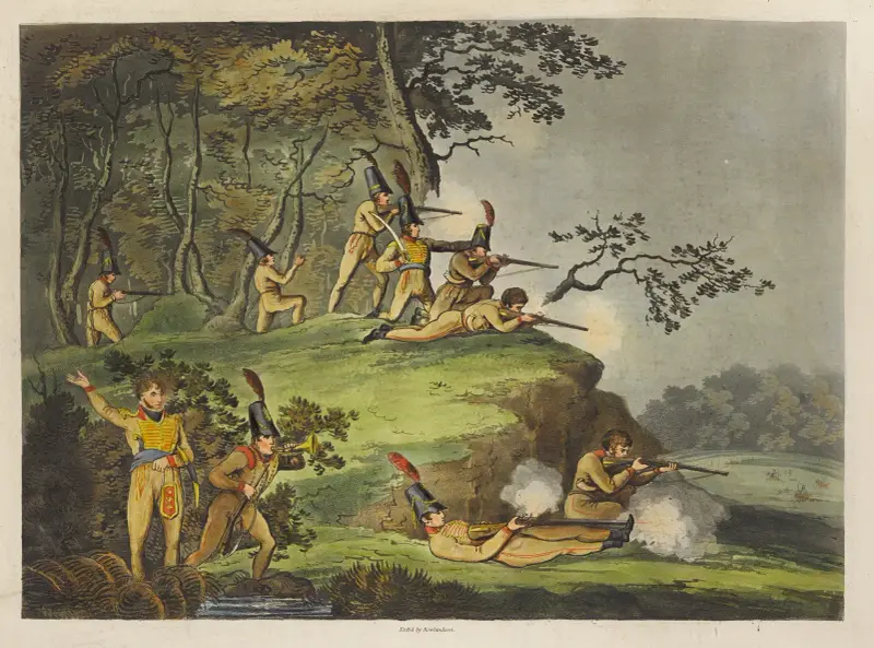 Skarpskyttar i bakhåll av Thomas Rowlandson