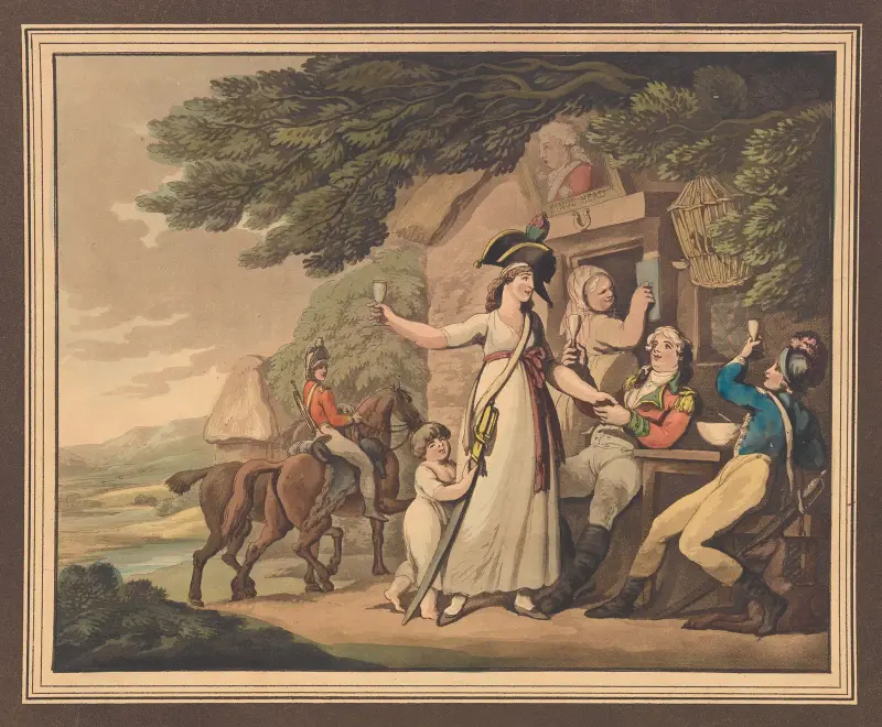 Hon ska bli soldat. Nr 1. av Thomas Rowlandson