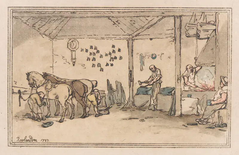 Skoende, bysmedjan av Thomas Rowlandson