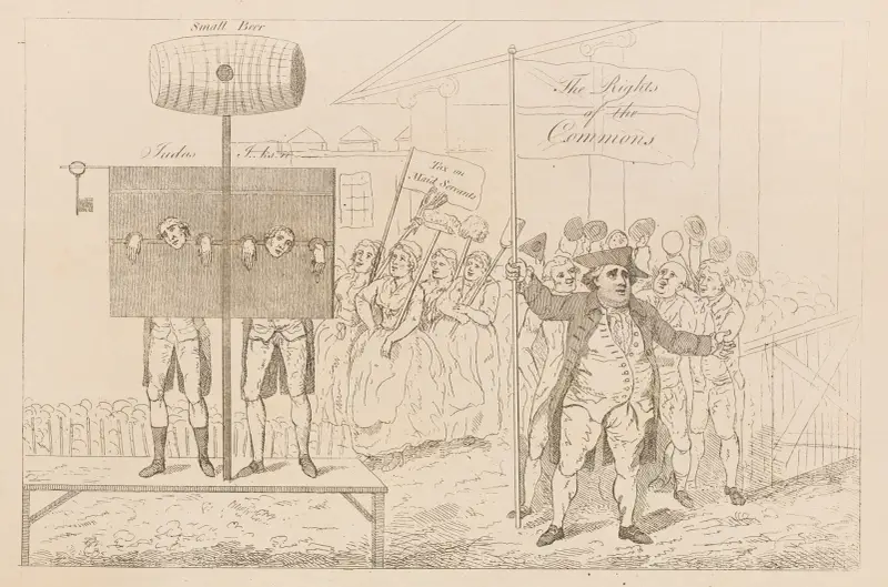 Sir Cecil Wray i skampålen av Thomas Rowlandson