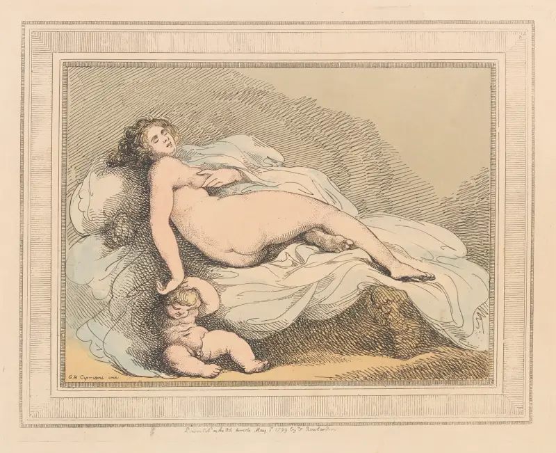 Sovande Venus och kärleken av Thomas Rowlandson
