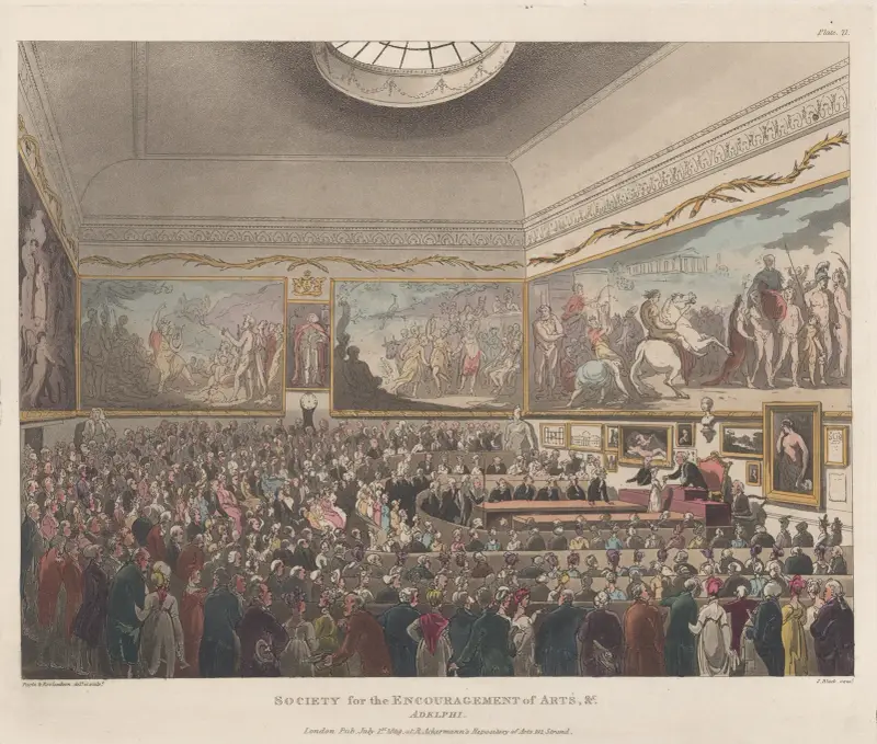 Society for the Encouragement of Arts etc., Adelphi av Thomas Rowlandson