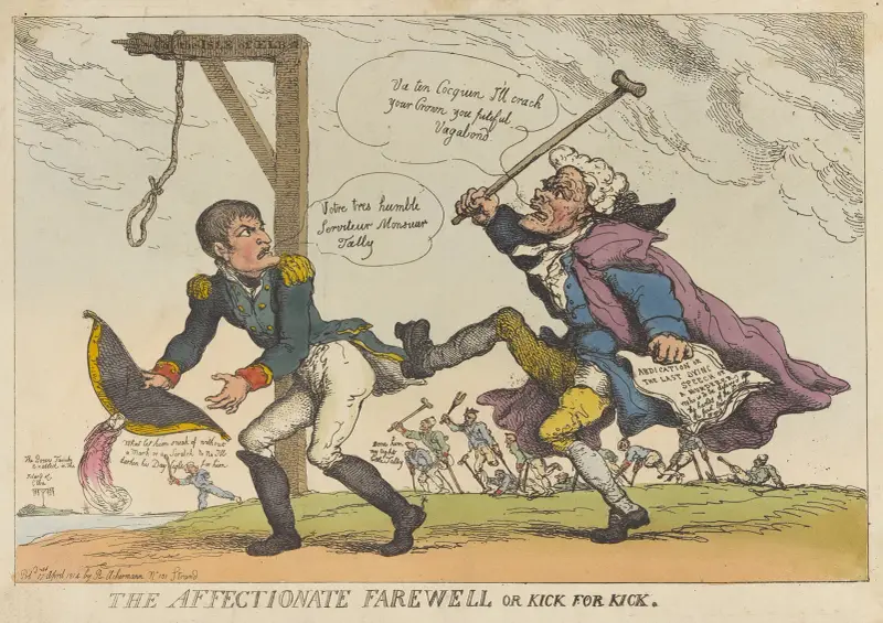 Det kärleksfulla farvälet eller Spark för spark av Thomas Rowlandson