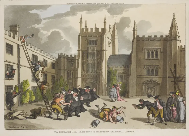 Wejście do krużganków Magdalen College – Oksford, Thomas Rowlandson