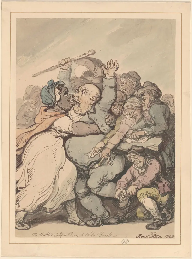Den gödda kalven till byte för vilda djur av Thomas Rowlandson