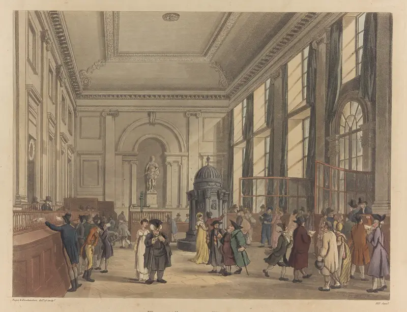 Die Große Halle, Bank of England von Thomas Rowlandson