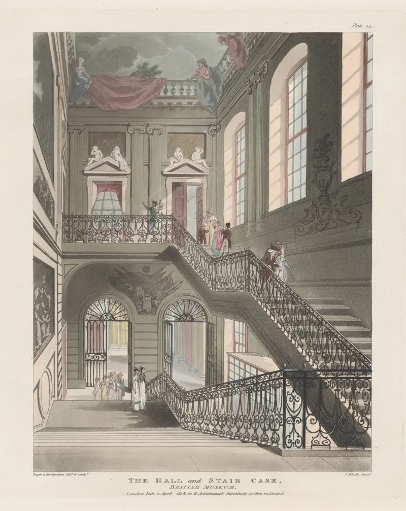Hallen och trappan, British Museum av Thomas Rowlandson