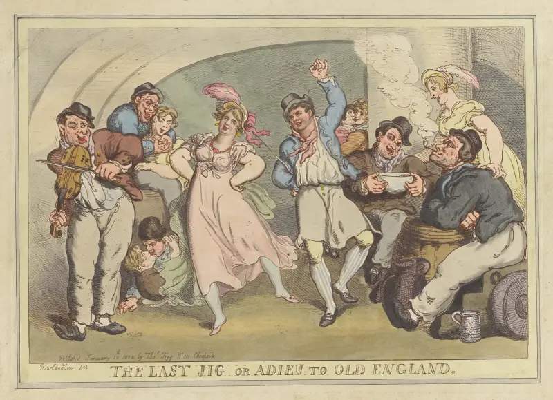 Den sista jiggen eller farväl till gamla England av Thomas Rowlandson