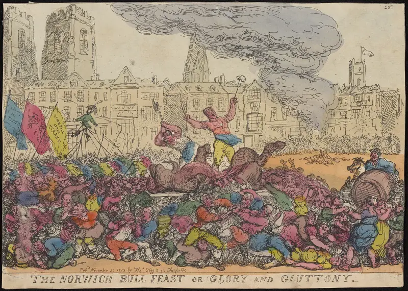 The Norwich bull feast or glory and gluttony av Thomas Rowlandson