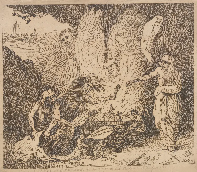 Acherons schakt, eller födelsen av Englands plågor av Thomas Rowlandson