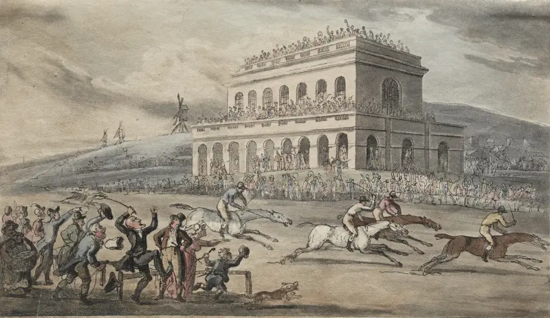 The Rev. Dr. Syntax Loses his Money on the Raceground at York av Thomas Rowlandson