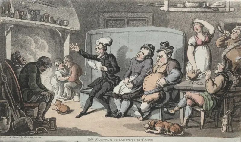 The Rev. Dr. Syntax Reading his Tour av Thomas Rowlandson
