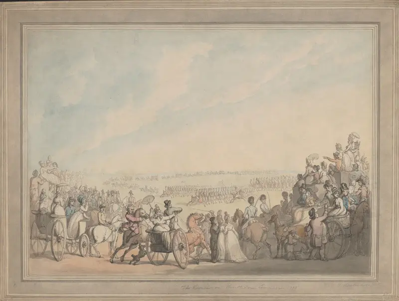 Mönstringen på Wimbledon Common av Thomas Rowlandson