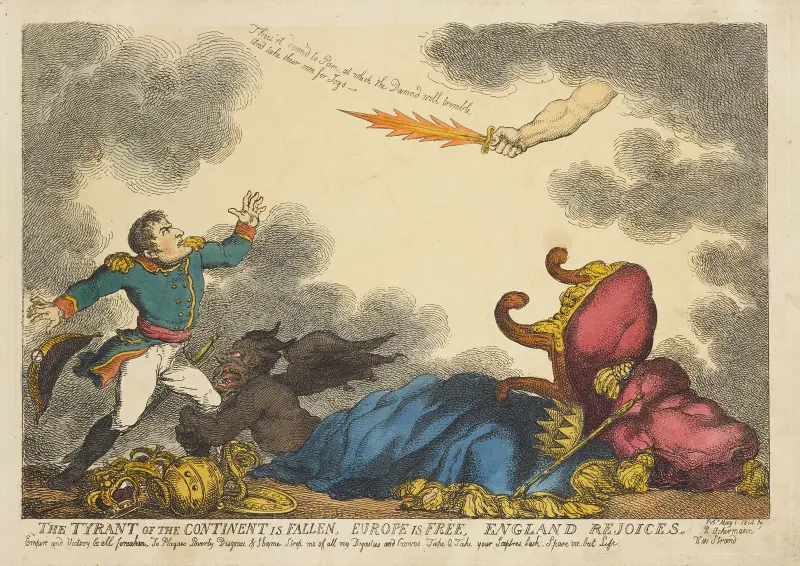 The tyrant of the continent is fallen, Europe is free, England rejoices av Thomas Rowlandson