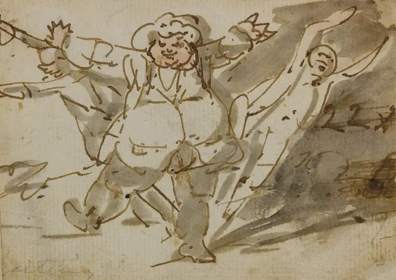 Tre flyende män av Thomas Rowlandson