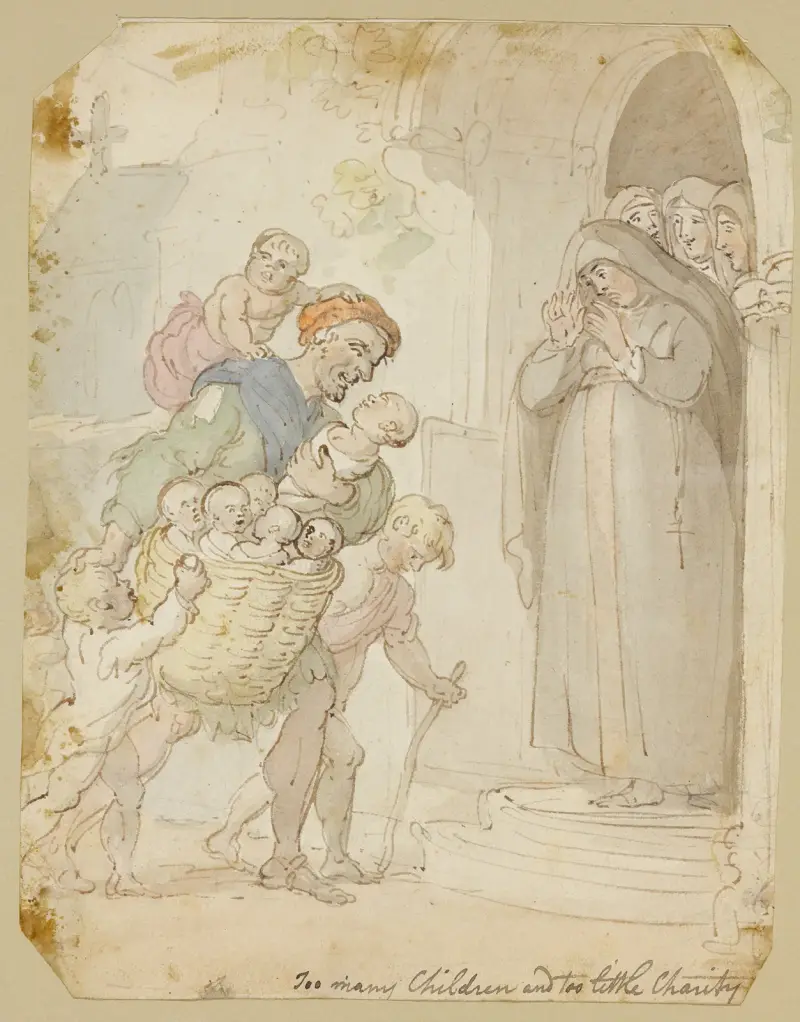 För många barn och för lite välgörenhet. av Thomas Rowlandson