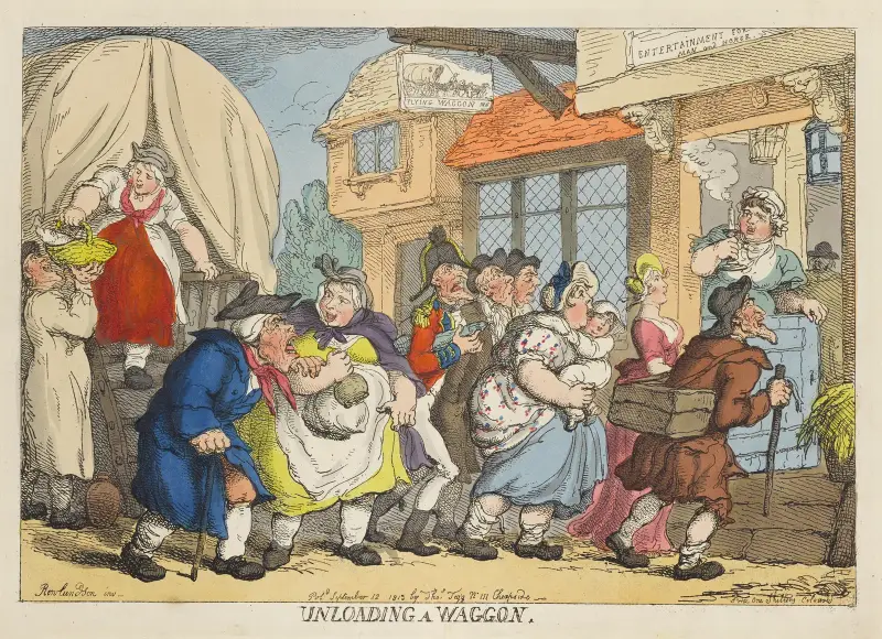 Unloading a waggon von Thomas Rowlandson