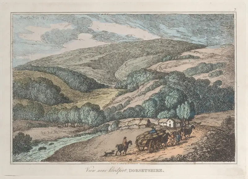 Vy nära Bridport, Dorsetshire av Thomas Rowlandson