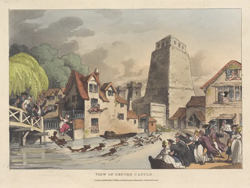 Utsikt över Oxford Castle av Thomas Rowlandson