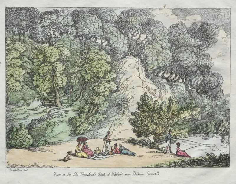 View on Sir John Moreshead’s Estate at Blisland near Bodmin, Cornwall av Thomas Rowlandson