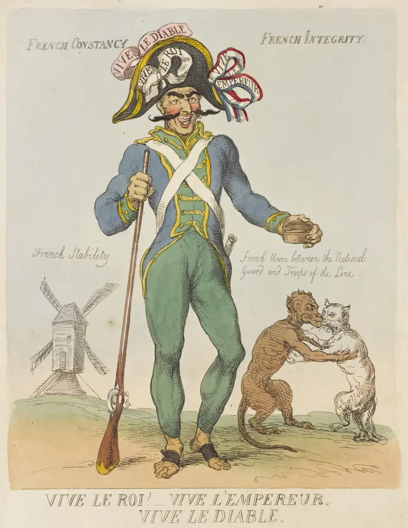Leve kungen! Leve kejsaren. Leve djävulen. Fransk konstans och fransk integritet av Thomas Rowlandson