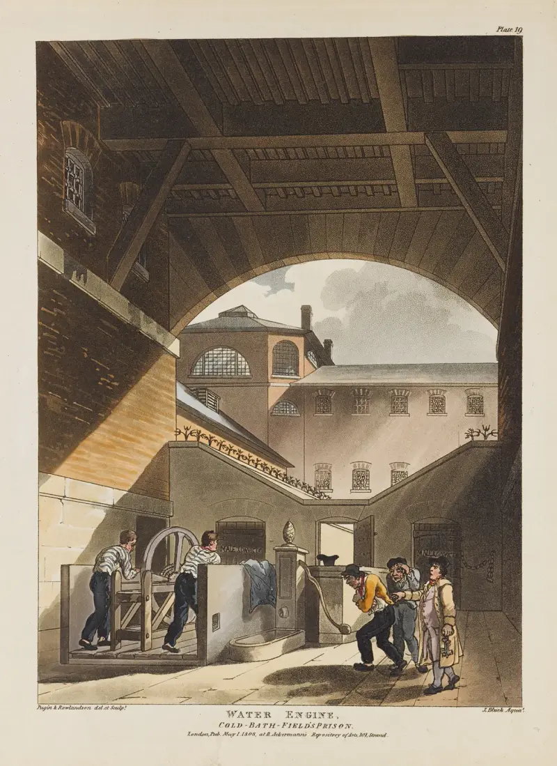 Water engine, Cold-Bath-Field’s Prison, London av Thomas Rowlandson