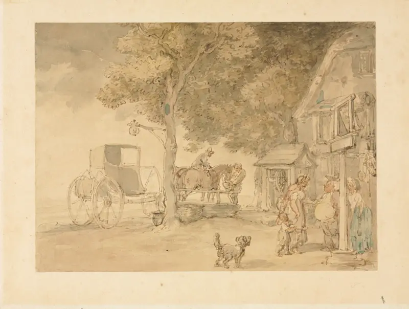 Vattning av hästar av Thomas Rowlandson