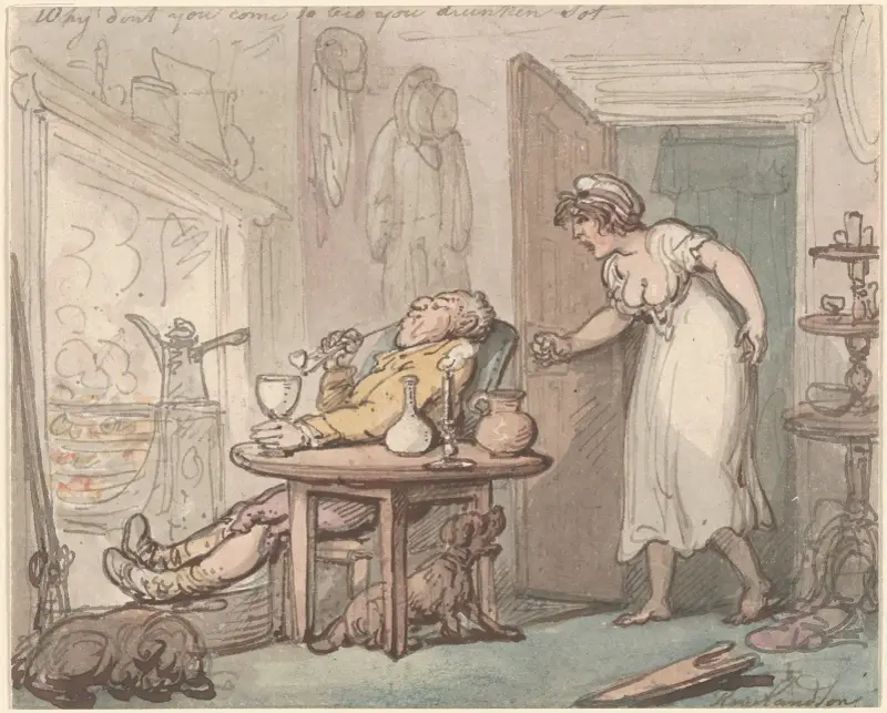 Varför kommer du inte i säng, din fyllbult av Thomas Rowlandson