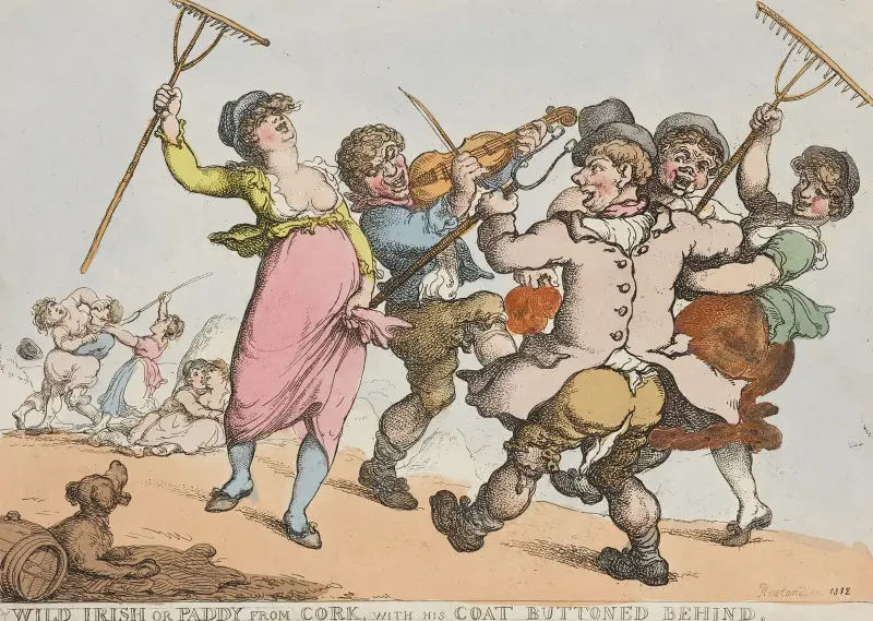 Vilda irländaren eller Paddy från Cork, med rocken knäppt bak av Thomas Rowlandson