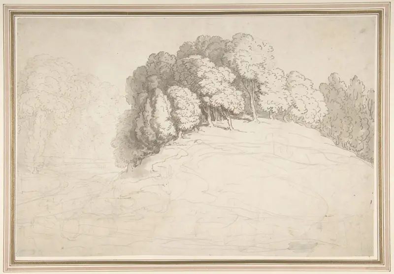 Skogsbeklädd sluttning med hjortar av Thomas Rowlandson