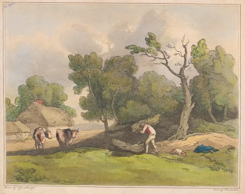 Vedinsamlare i landskap av Thomas Rowlandson