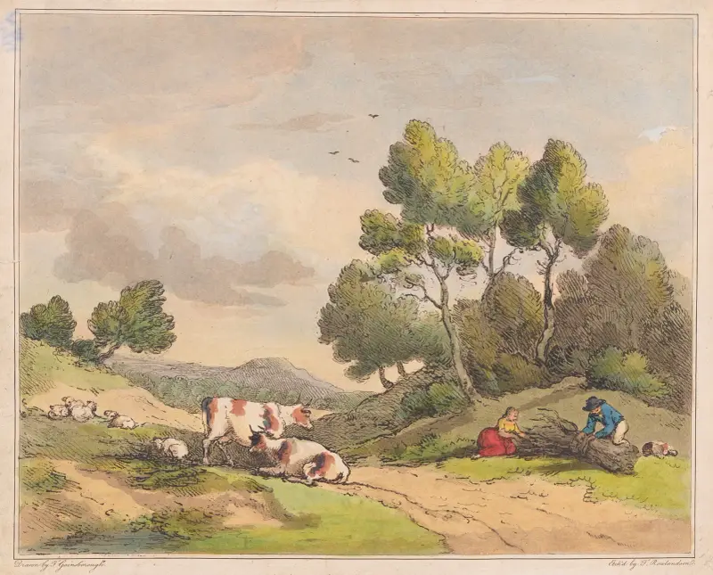 Vedplockare i ett landskap av Thomas Rowlandson