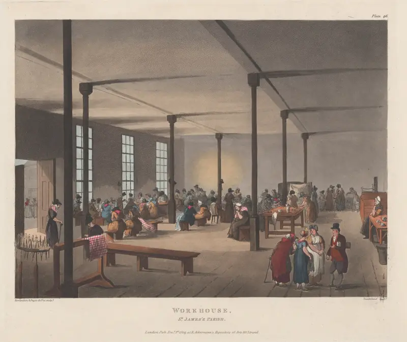 Arbetshuset i St. James församling av Thomas Rowlandson