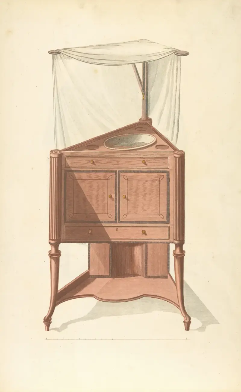 Rohový umyvadlový stolek, Thomas Sheraton