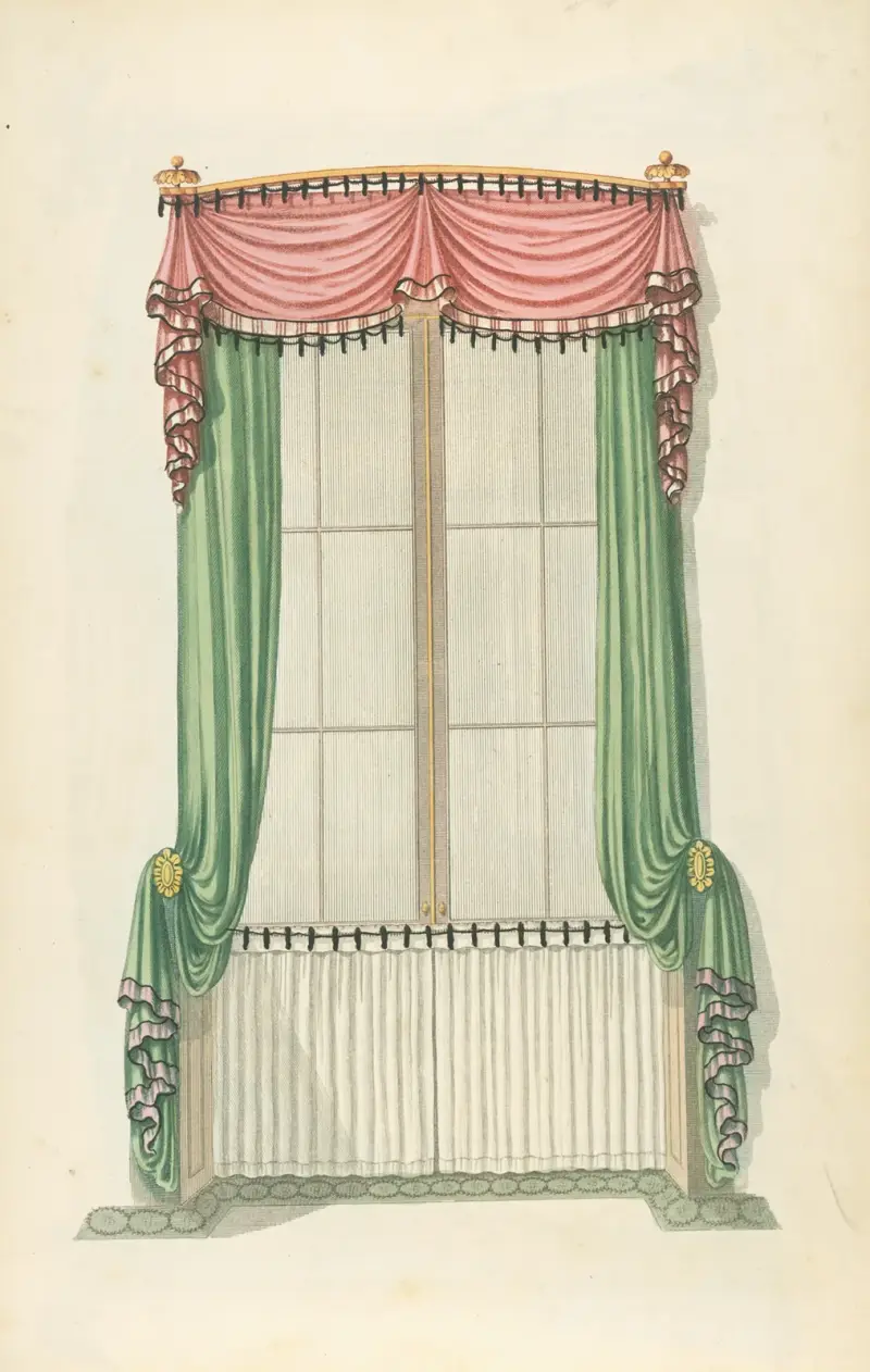 Red and green drapery av Thomas Sheraton