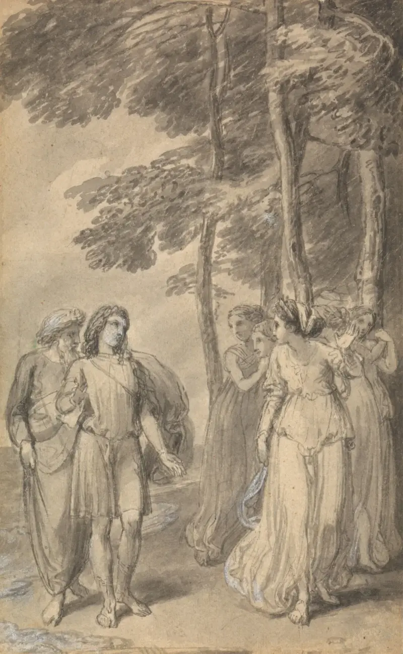 Jedna z sześciu ilustracji do „Przygód Telemacha, syna Odyseusza” Fénelona, 1784 – nr 1, Thomas Stothard