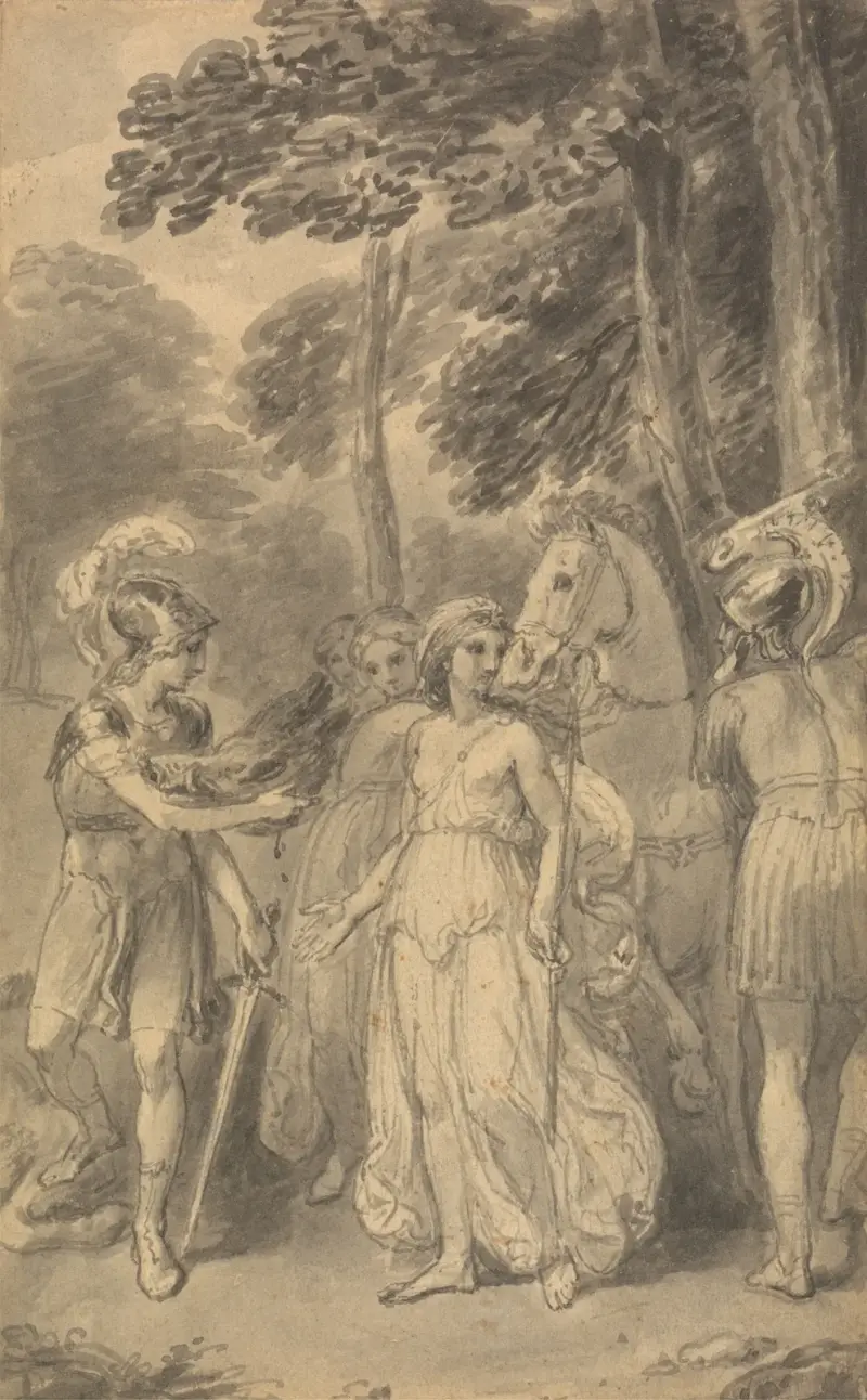 En av sex illustrationer till Fenelons 'Telemakos äventyr, son till Odysseus' av Thomas Stothard